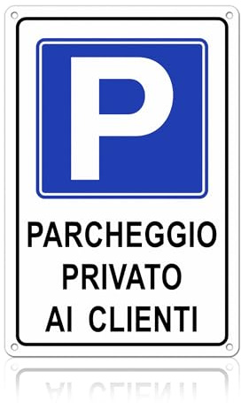 TAKULA Cartello Parcheggio Privato Clienti 30x20cm Alluminio Riflettente | Impermeabile e anticorrosione. Preforato per installazione semplice. Ideale per negozi, hotel, aziende e parcheggi clienti.