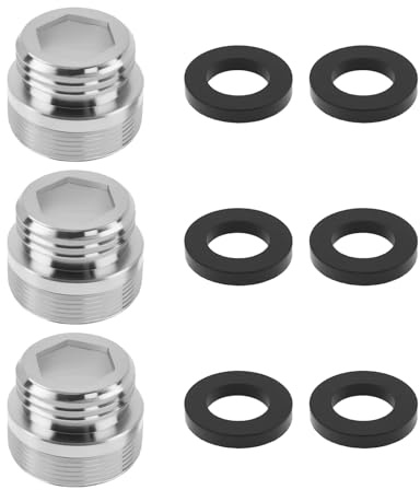 YINETTECH 3pcs Faucet Adapter M24 to 1/2 Brass Connector with Seals for Connect Washing Machine Water Purifier Garden Hose