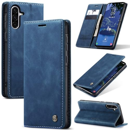 Samokor Coque pour Samsung Galaxy A26 5G Étui Rabat Cuir Housse | Etui Flip Case Antichoc,Magnétique,Fentes Cartes,Pochette Portefeuille Support Protection pour Samsung Galaxy A26,Bleu