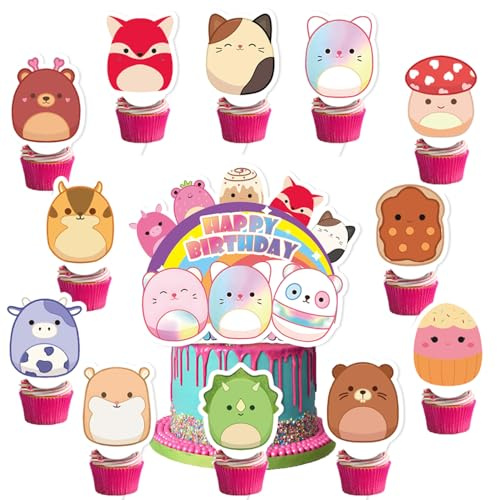 25 Pcs Cake Toppers for Girls, Cupcake Toppers, Cake Decorations, Birthday Party Supplies for Kids Boys