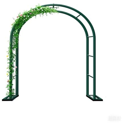 Tonnelle de jardin en métal - Treillage pour plantes grimpantes - Antirouille - Cadre de rose avec base pour décoration extérieure - Fête de mariage - Support de jardin (vert, 80 x 200 cm)