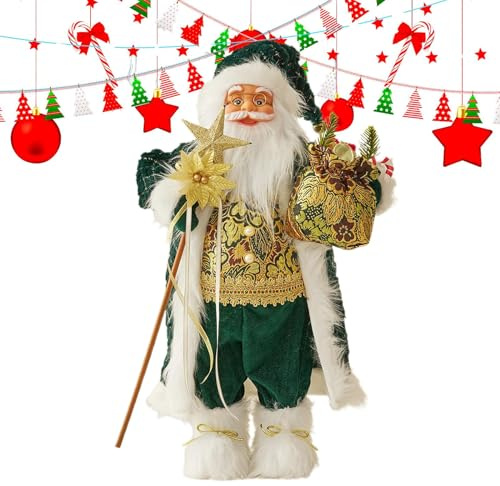 Figura di bambola di Babbo Natale - Decorazione natalizia in piedi, accento decorativo stagionale invernale | Statuetta da scrivania per le vacanze con sacchetto regalo, ornamento per la stanza