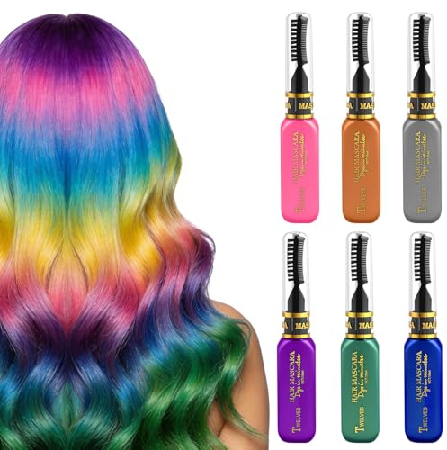 BUTBU Hair Chalk for Girls, 6 Colors Temporary Hair Dye, Non-Toxic Washable hair Chalks for Men and Women, Hairs Coloring Gifts for Birthday Party, Christmas, Halloween