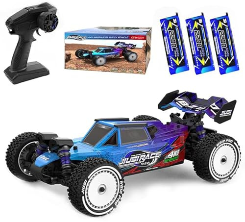 Ledovan 100KM/H Bürstenlose Ferngesteuertes Auto Erwachsene, 1/12 Brushless RC Auto, 2.4GHz All Terrain Monster Truck Wasserdicht, 4WD Hochgeschwindigkeits Offroad RC Buggy, 3 Batterien(Blau)