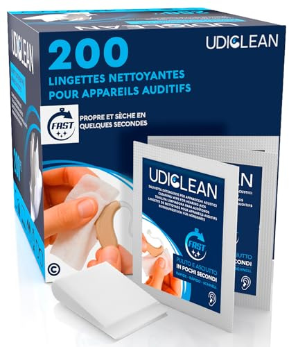 200 Einzeln Verpackt Reinigungstücher für Hörgeräte Udiclean | Feuchttücher Gegen Schmutz Schweiß und Fett Effektive Reinigung und Schnelle Trocknung