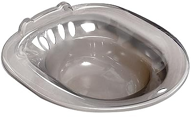 Sunerzenor Sitzbadewanne WC Sitz Bidetbecken Toiletteneinsatz Becken mit Überlauf Schutz Rutschfestes Design für Frauen Ältere Menschen Intimhygiene, GRAU