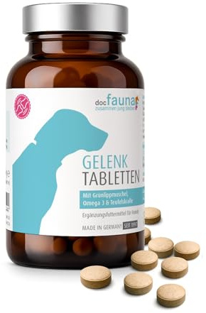 Gelenktabletten Hund – 200 Tabletten mit Grünlippmuschel, Teufelskralle, Glucosamin, MSM & Omega-3 – Ergänzungsfuttermittel für Hunde – Made in Germany