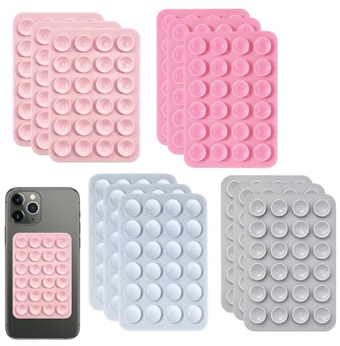 YQOPDEBD Handy Kleber Rückseite Saugnapf,12 Stück Doppelseitig Saugnäpfe Handy Zubehör, Saugnapf Handy In Vier Farben, Ideal Für Sicheren Halt An Glatten Oberflächen