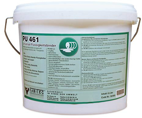 KABITEC PU 461 universal Flüssigkeitsbinder 6 Liter │ Bindemittel zur vollständigen Aufnahme von Flüssigkeiten │ bindet Öle, Chemikalien, Säuren, Laugen, Benzin, Diesel, Kühlmittel etc.