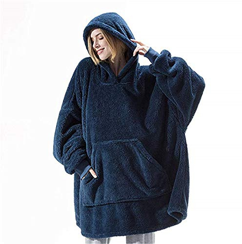 TRISTIN Women Sherpa Fluffle Sweatshirt Blanket Lengthen Warm Cozy Oversized Wearable Pocket Blanket Hoodie for Adults, Unisex One Size Fits All