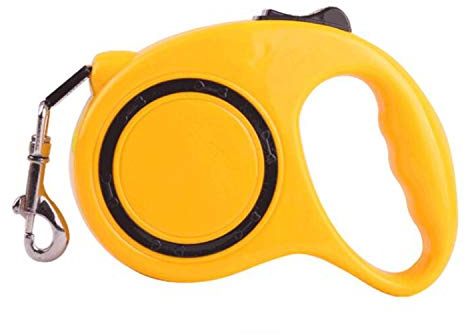 Juminox Hundeleine 3 m oder 5 Meter Gurt-Rollleine verstellbar einziehbar flexibel für kleine Hunde Welpen Katzen bis 12 oder 15 kg Ergonomische automatische Einhand Leine (5 m (bis 15 kg), Gelb)