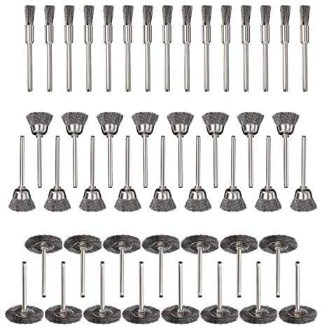 60 Pcs Wire Brushes Set Steel Wire Wheels Pen Brushes Set Kit Accessories for Dremel Rotary Tool (60PCS)
