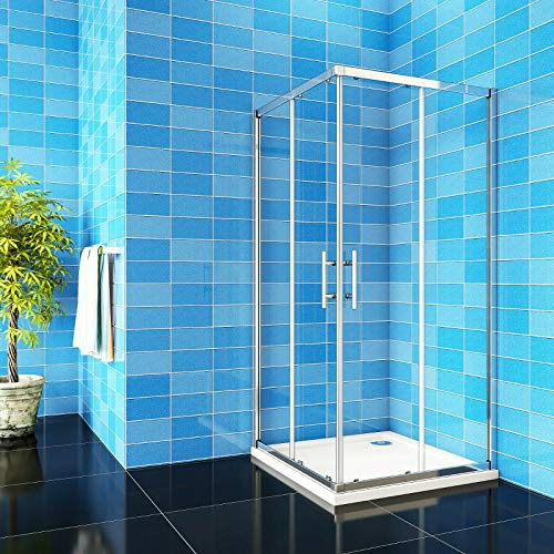 Aica Sanitär Duschkabine Eckeinstieg 90x90x185cm Duschabtrennung Schiebetür Echtglas Duschtür 6mm glas Höhe 185cm
