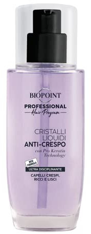 Biopoint Professional Hair Program - Cristalli Liquidi Effetto Anticrespo con Tecnologia Pro Keratin, Disciplina e Districa senza Ungere, Olio per Capelli Secchi e Crespi, Senza Risciacquo, 75ml