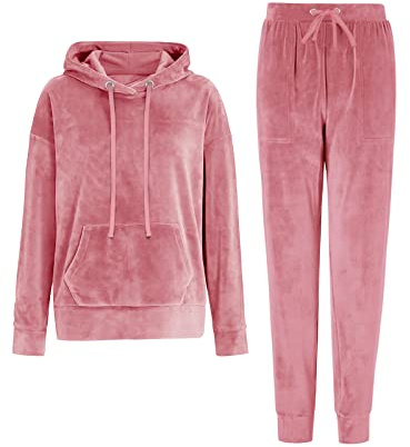 REORIA Damen Tracksuit Set Zweiteiliges Outfit Trainingsanzug Rosa M