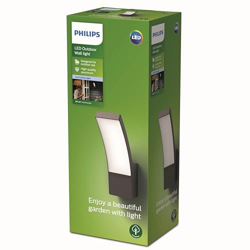Philips Lighting - Aplique mural Splay, lámpara LED de exterior, color antracita, luz blanca neutra, 12W