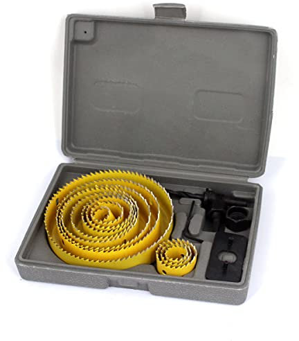 SagaSave 16-teiliges Lochsägen-Set, 19-127 mm, robust, Bi-Metall, langlebig, Hochgeschwindigkeits-Lochsägen-Set für Holz, Gipskarton, PVC-Kunststoff, Trockenbau mit Gehäuse, Gelb…
