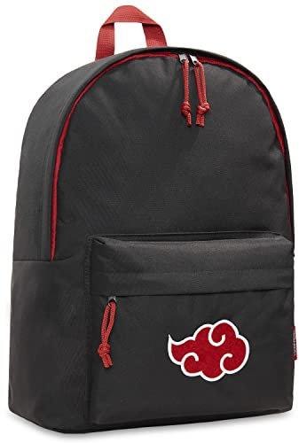Naruto Sac a Dos Enfant avec Bretelles Réglables, Spacieux Cartables Scolaires, Rentree Scolaire, Cadeau Enfant (Noir/Rouge)