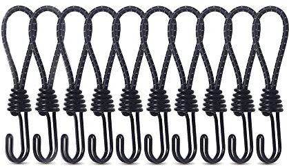 10 Stück Spanngummi mit Haken 15cm - Gummispanner mit Haken Expander mit Haken Planenspanner mit Haken für Stationäre Transportanhänger Banner Plakate Zelte Schwarz