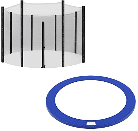 SONGMICS Trampolin-Sicherheitsnetz, Trampolin-Randabdeckung, für 8 gerade Stangen, Ø 366 cm, schwarz und blau STN012Q01