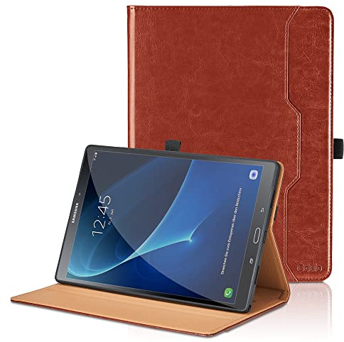 Coque pour Samsung Galaxy Tab A6 10.1 Pouces 2016 SM-T580/T585 PU Cuir Cover Tablette Housse de Protection Auto Réveil/Sommeil, Multi-Angle Flip Portefeuille Étui avec Fonction Support - Marron