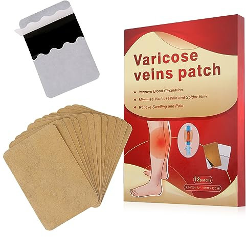 Varicose Veins Treatment Herbal Patch, Iceten Spider Vein Removal Treatment Patch, Leg Cramps Relief Patch, Blood Circulation Patch, Leg Edema Treatment and Nerve Pain Relief Health Patch(1Box)