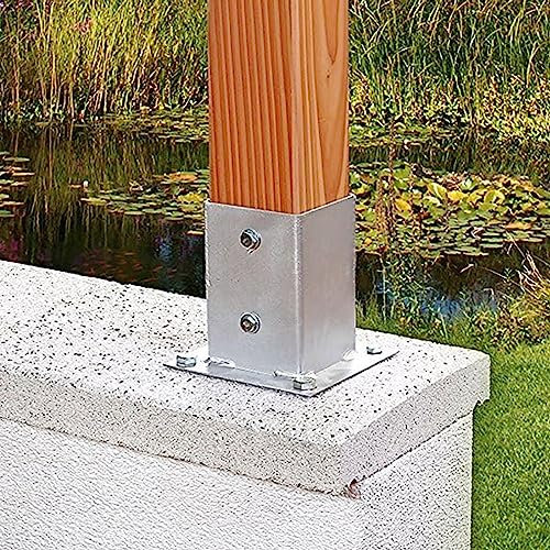 Pfostenträger Aufschraubhülse Terrassenpfostensockel Mit Komplettem Kit, Edelstahl Pfostenträger Quadratisch Für Veranda, Gartenlaube, Terrasse, Pergola Und Schuppen, Betonpfosten-Anker ( Size : 5.9x5
