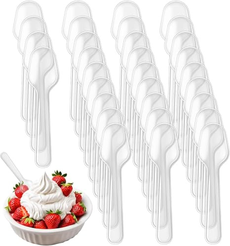 CZWESTC 500 Count 3 Inch Mini Spoons - Clear Plastic Tasting Spoons for Desserts, Jello Shots, Pudding & Appetizers - Disposable Small Sample Spoons for Parties, Catering and Events