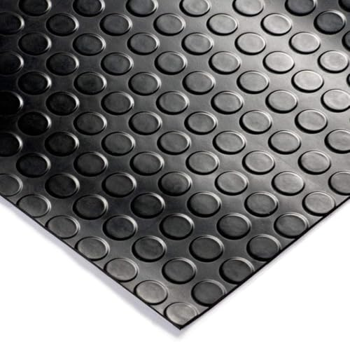 Mugar - Suelo Antideslizante de Caucho | Ideal para Gimnasios y Talleres | Resistente a Aceites | Fácil Instalación | Alfombra Negra Antideslizante, Negro, 1,5 x 2 Metros, Caucho