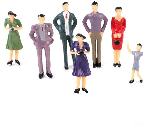 Figuren-Set für Modelleisenbahn, Miniatur Zubehör, Maßstab 1:32, 22 mm, bemalte Figuren für Zug-Layouts und Dioramen, gemischte Farben, 50 Stück