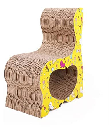 HALAHAI Kratzbrett Kratzpappe Cat Scratcher Karton Kratzunterlage Stuhl Wellpappe Kratzunterlage Katzentrainingsspielzeug Für Große Katzen Und Kätzchen Kratzmatte Kratzbrett Katze