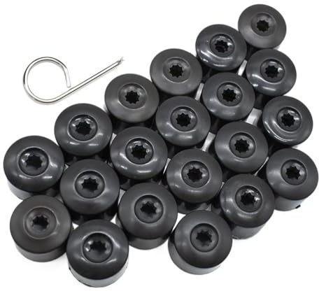 JCAKES 20-teiliges 28-mm-Radmutter-Bolzen-Abdeckkappen-Set rund mit Abzieher for VW for Caddy CC for Jetta for Phaeton for Polo Wheels Center Tire Screw Cap Guard