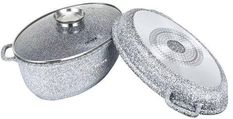 Zilner Aluguss Bräter 8L Alugussbräter Bratpfanne, zwei in eins, Gänsepfanne, Gans, Ente, INDUKTION ZL-1111