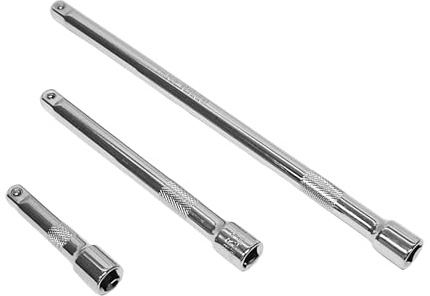 1/4 Inch Drive Wobble Extension Bar Set, 3Pcs Cr-V Steel Socket Extensions | Cr-V steel wobble socket extension bars. Wobble design accesses tight spaces, ideal for auto service and mechanical repairs