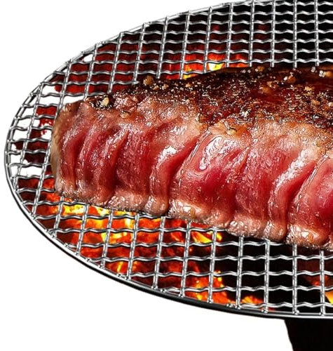 MKLHAVB Grillrost 13-60CM 304 Edelstahl Grillnetz Rundes Metall BBQ Mesh Rost Gitter Camping Picknick Lebensmittel Rack BBQ Grills Küchenzubehör Grillrost Edelstahl(55CM)