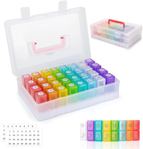 MUSLONG Tablettenbox 31 Tage Morgens Abends, Große Monat Medikamentenbox mit 2 Fächer, handlicher und feuchtigkeitsbeständiger Pillenbox Leicht Zu für Reise & Tägliches Gebrauch Öffnen Pillendose
