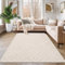 SHACOS Alfombra Salón Moderna Beige 120x160cm Alfombra de Habitación Bohemia Suave Antideslizante Tapete para Sala Pelo Corto Alfombra Decorativa para Salón, Habitación, Dormitorio y Comedor