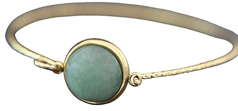 Edelstein Armband Gold - Eleganter Edelstahlarmreif mit Natürlicher Jade - Vergoldet - Handgefertigt und Stilvoll - Einfach zu Öffnen - Geschenk für Frauen