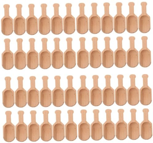 Amosfun 48 Pz Piccolo cucchiaio di legno di faggio palettine caffe palette per caffe Cucchiai da caffetteria cooker Cucchiai da casa mini per scodelle da bucato palline di sale pale da tè