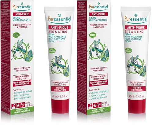 Puressentiel - Anti Pique - Crème Multi-Apaisante - Piqûres d'insectes et de végétaux - Actif 100% d'origine naturel - Effet Frais - Calme démangeaisons et irritations - 40 ml (Lot de 2)