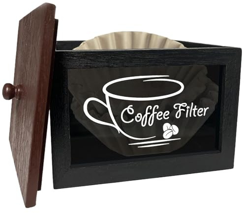 Porta filtro da caffè, in legno, rustico, con coperchio, per bar, decorazione per la casa, si adatta alla maggior parte dei tipi di filtri