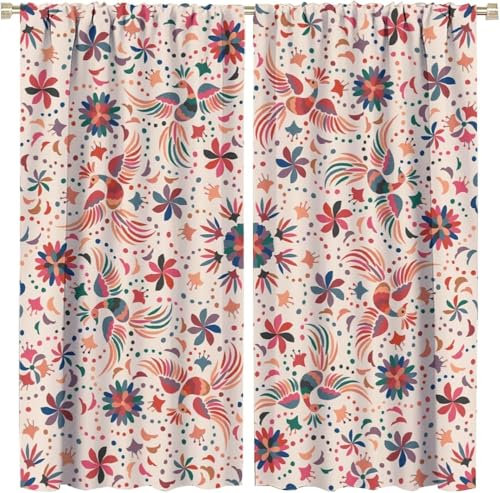Vorhang Kinderzimmer Tiere Vögel Kinder Vorhänge Mit Ösen Polyester Gardinen Thermovorhang Blickdicht Ösenschal Kindergardinen 150X166 cm (B + H) Für Wohnzimmer,2Er Set-506277595