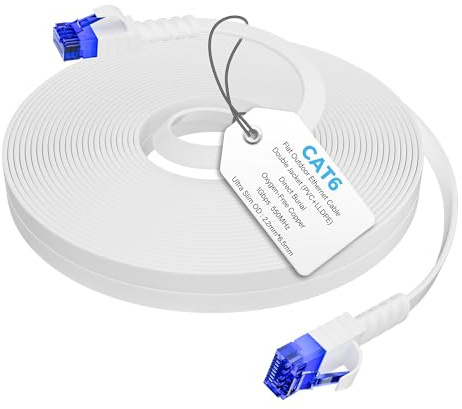 Mygatti 5 Meter CAT 6 Flaches Ethernet Kabel-Weiß,für Außen&Innenbereich,1.0 Gigabit Netzwerkkabel,Robustes PVC+LLDPE,strapazierfähiges,UV-beständig Cat6 RJ45 LAN kabel,für POE-Kamera,Router,Modem
