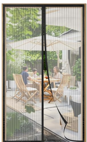SAILIMAY Moustiquaire Porte Fenetre Magnétique 145x210cm, Magnétique moustiquaire porte, Toile Ultra Fine Rideau de Porte Antimoustique, Rideaux Aimantée Sans Perçage, Fermeture Automatique, Noir