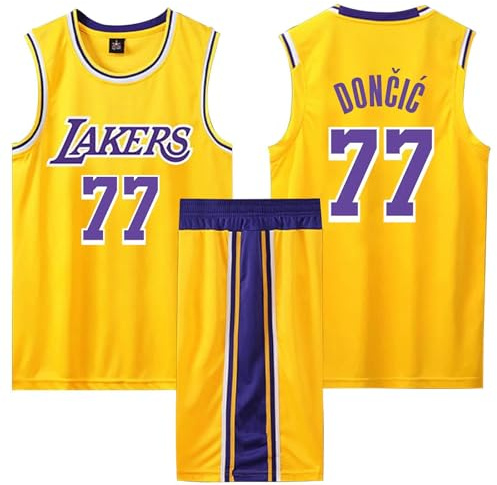 ABRTJCL Camiset Baloncesto Hombre y Niño, Conjunto 2 Piezas, Equipación Baloncesto Hombre y Niño Sin Mangas Amarillo XL