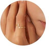 TINGN Ringe Frauen Gold, Buchstaben I Ringe Fingerring Einfacher Bandring Stapelbare Daumenring Damen Gold Ring für Damen Mädchen Geburtstagsgeschenk Jahrestag Geschenke für Frauen Teenager Mädchen