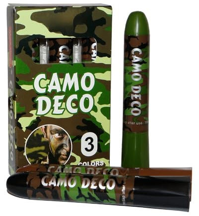 3Pcs Camo Face Paint, Eye Face Body Camo Paint Stick,Face Mask Stick for Sports Hunting Cosplay Costume Party Makeup,Camouflage Hunting Paint Oil(Brown, Black, Green)