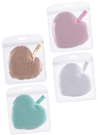 GANAZONO Gesichtsschwamm Pad 4 Stück Herzförmig Sanft Peelend Für Gesichtsreinigung Make up Entfernung Mit Aufhängeschlaufe Vielseitig Für Empfindliche Haut
