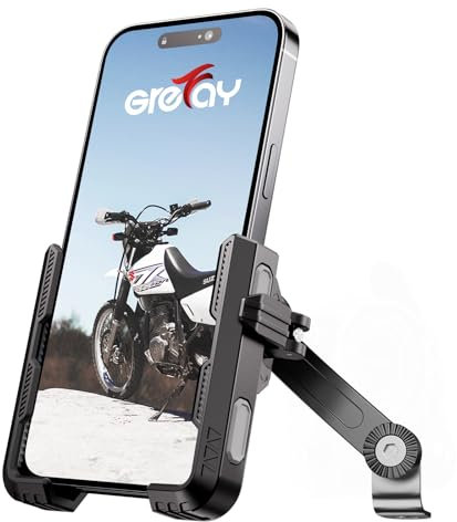 GREFAY Motorcycle Phone Holder, Universal Motorcycle Phone Mount 【2025 Double Vibration Damping】 Phone Holder for Motorbike Rear View Mirror With 360 Rotation for 4.5-7.2 Inch Smartphone