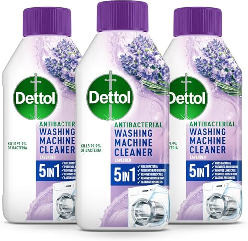 Dettol Washing Machine Cleaner, Lavendar, 250ml (6 x 250ml, Total 750ml), Drum Descaler, Limescale Remover, Antibacterial, Lasting Freshness, Disinfectant, Laundry